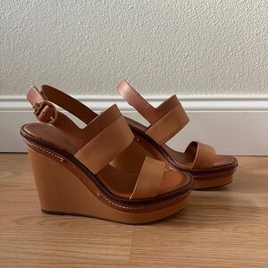 TORY BURCH WEDGE SANDAL - SELBY 120MM VEG LEATHER/VEG LEATHER